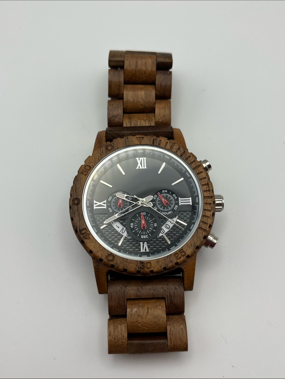 Wooden  Chronograph Watch - Brown & Black